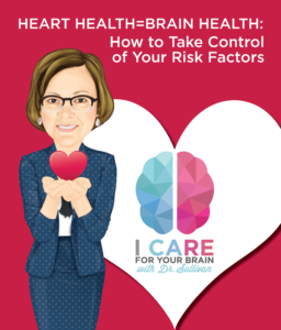 A woman holding a heart with the words " i care for your brain " on it.